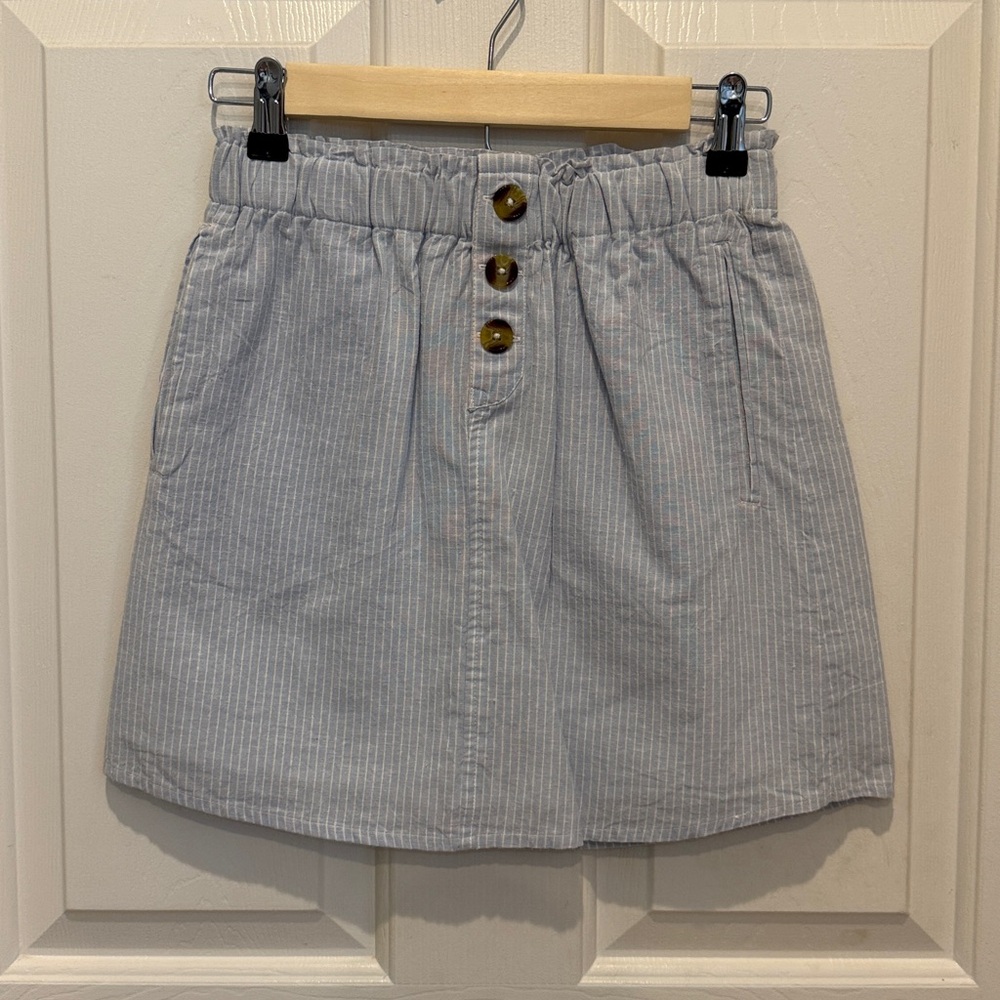 Urban Outfitters light blue and white striped skirt